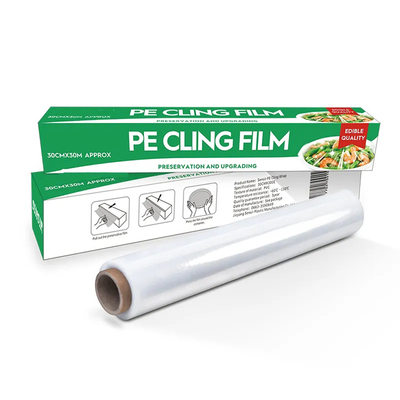 Cấp thực phẩm Clear PE Cling Film Bọc thực phẩm Màng bảo quản với máy cắt thanh trượt