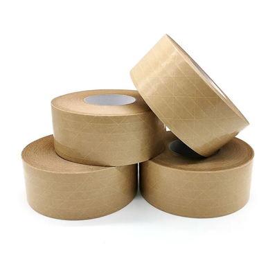 Băng giấy Kraft Flatback được gia cố bằng sợi thủy tinh Băng giấy bưu kiện tự dính